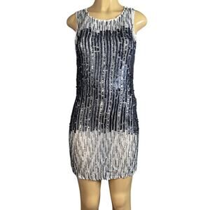 Alice + Olivia Betsy 100% Silk Beaded Sequin Sleeveless Shift Dress Size 2